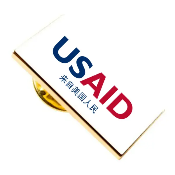 USAID Mandarin Brandmark Lapel Pins with Military Clutch Rectangular Min 100 pcs
