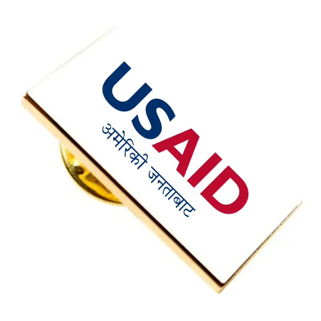 USAID Nepali Brandmark Lapel Pins with Military Clutch Rectangular Min 100 pcs