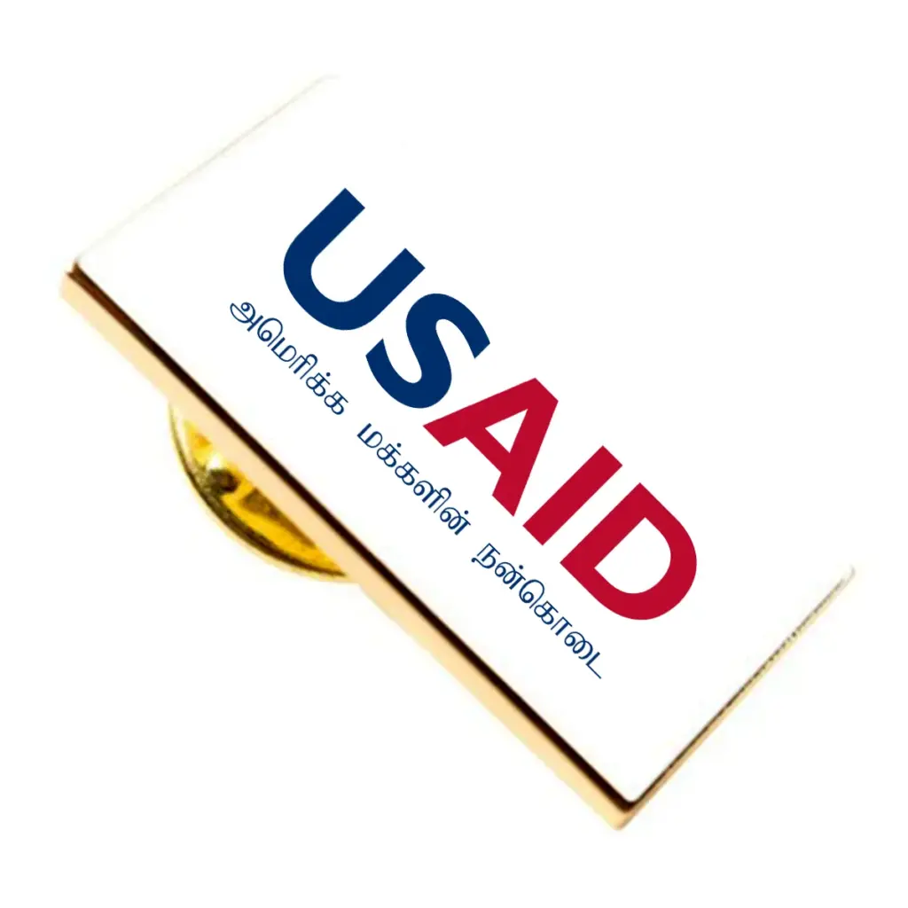 USAID Tamil Brandmark Lapel Pins with Military Clutch Rectangular Min 100 pcs