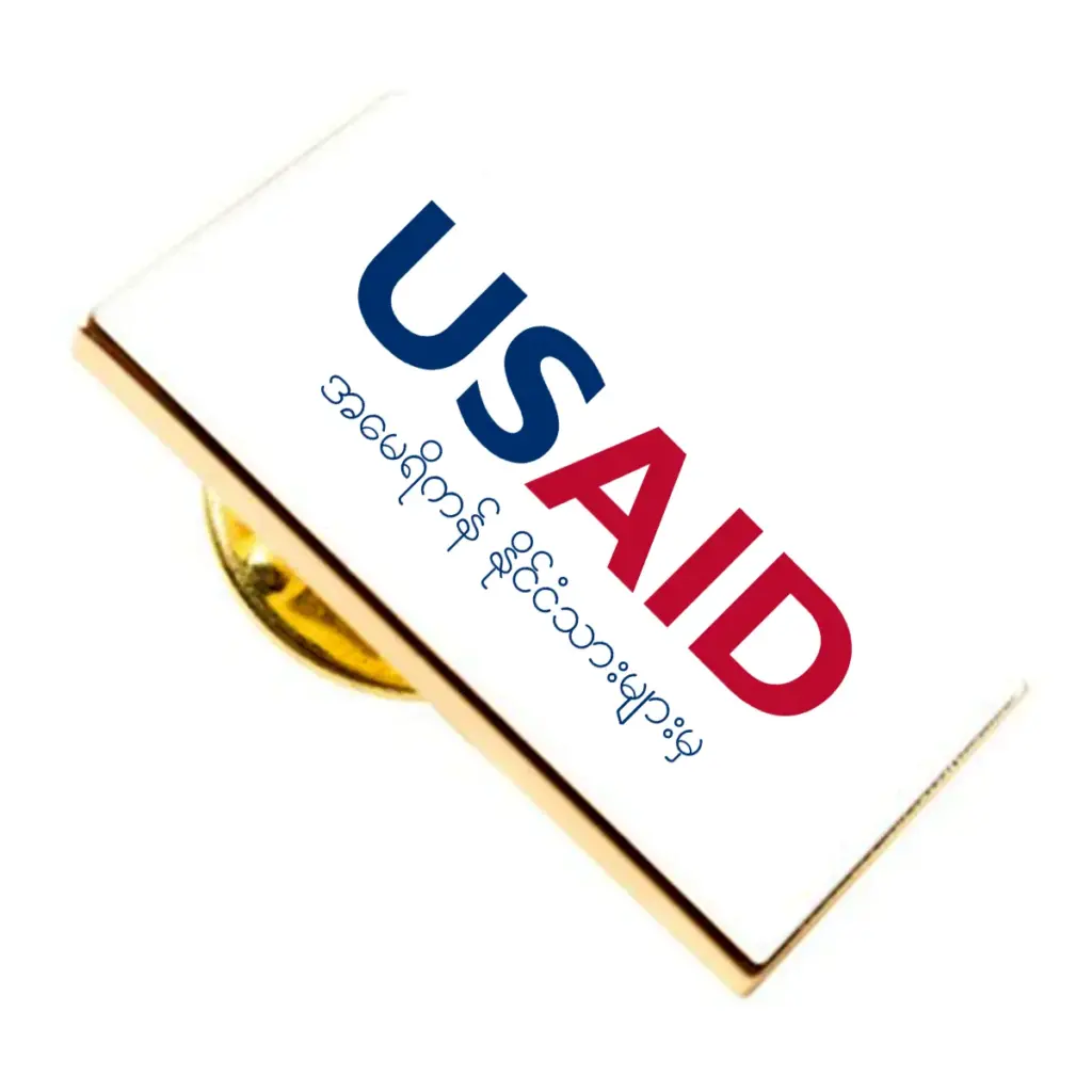 USAID Burmese Brandmark Lapel Pins with Military Clutch Rectangular Min 100 pcs