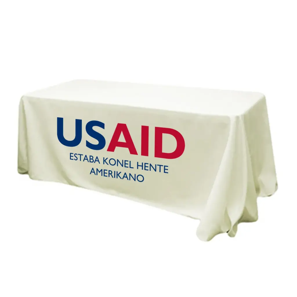 USAID Chavacano - 6' Fitted Dye Sub Tablecloth (Non Fitted) White