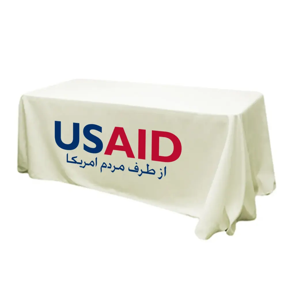 USAID Dari - 6' Fitted Dye Sub Tablecloth (Non Fitted) White