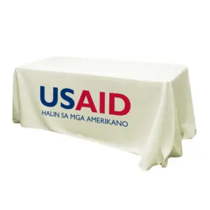 USAID Hiligaynon - 6' Fitted Dye Sub Tablecloth (Non Fitted) White