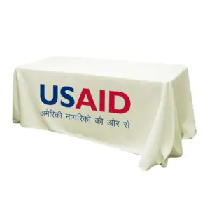 USAID Hindi - 6' Fitted Dye Sub Tablecloth (Non Fitted) White