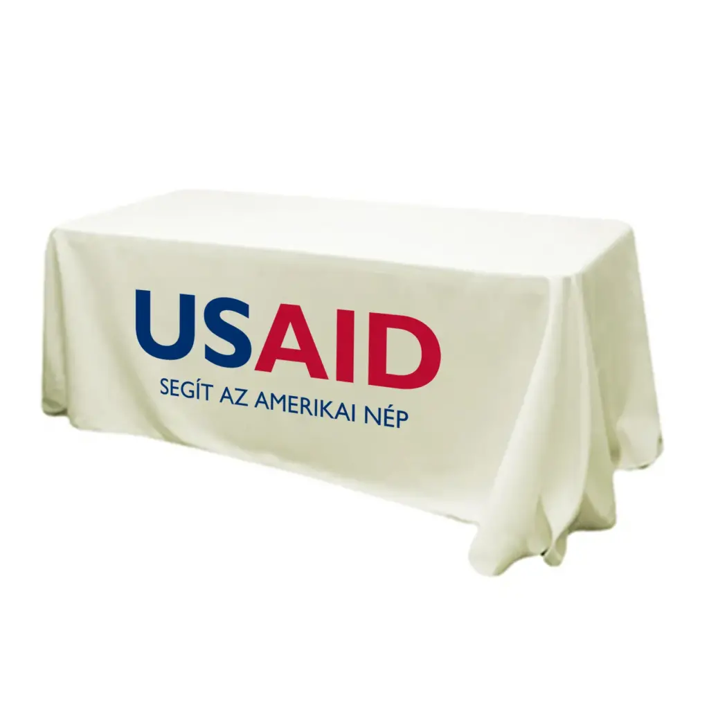 USAID Hun - 6' Fitted Dye Sub Tablecloth (Non Fitted) White