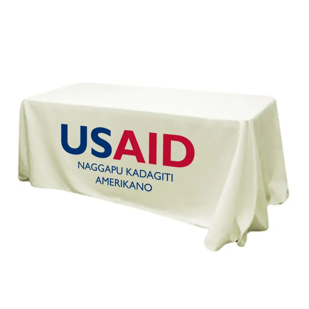 USAID Ilocano - 6' Fitted Dye Sub Tablecloth (Non Fitted) White