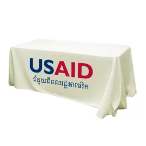 USAID Khmer - 6' Fitted Dye Sub Tablecloth (Non Fitted) White
