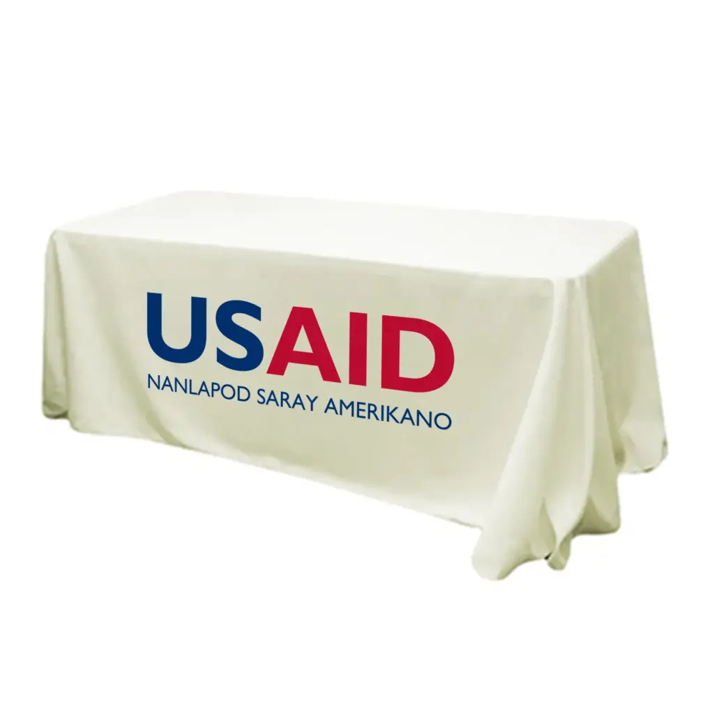 USAID Pangasinense - 6' Fitted Dye Sub Tablecloth (Non Fitted) White