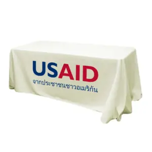 USAID Thai - 6' Fitted Dye Sub Tablecloth (Non Fitted) White