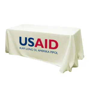 USAID Tok Pisin - 6' Fitted Dye Sub Tablecloth (Non Fitted) White
