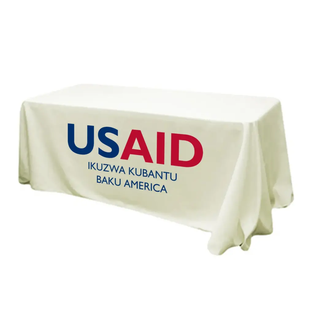 USAID Tonga - 6' Fitted Dye Sub Tablecloth (Non Fitted) White