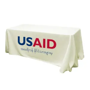 USAID Burmese - 6' Fitted Dye Sub Tablecloth (Non Fitted) White