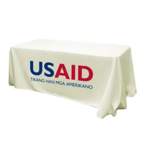 USAID Waray-Waray - 6' Fitted Dye Sub Tablecloth (Non Fitted) White