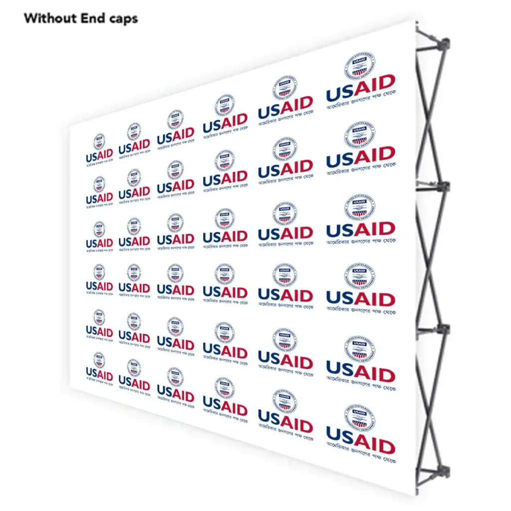 USAID Bangla ONE CHOICE 10 Ft. Fabric Pop Up Display - 89"H Straight Graphic Package