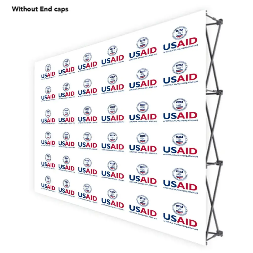 USAID Kazakh ONE CHOICE 10 Ft. Fabric Pop Up Display - 89"H Straight Graphic Package