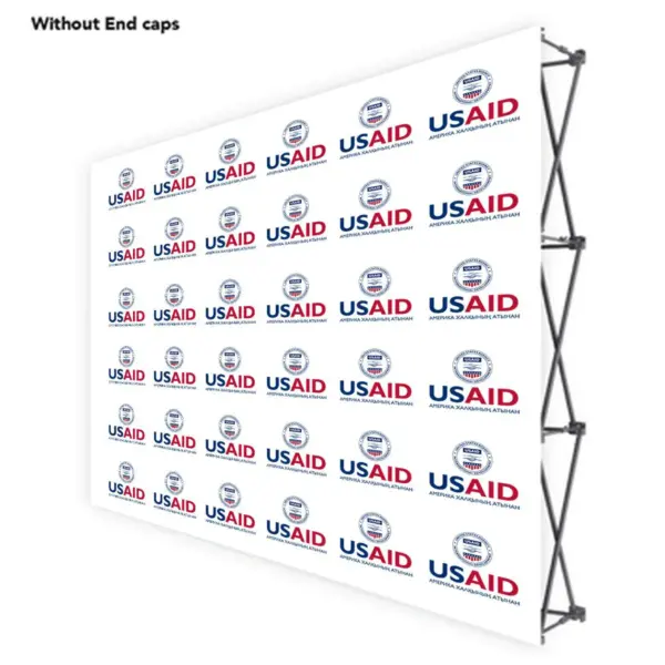 USAID Kazakh ONE CHOICE 10 Ft. Fabric Pop Up Display - 89"H Straight Graphic Package