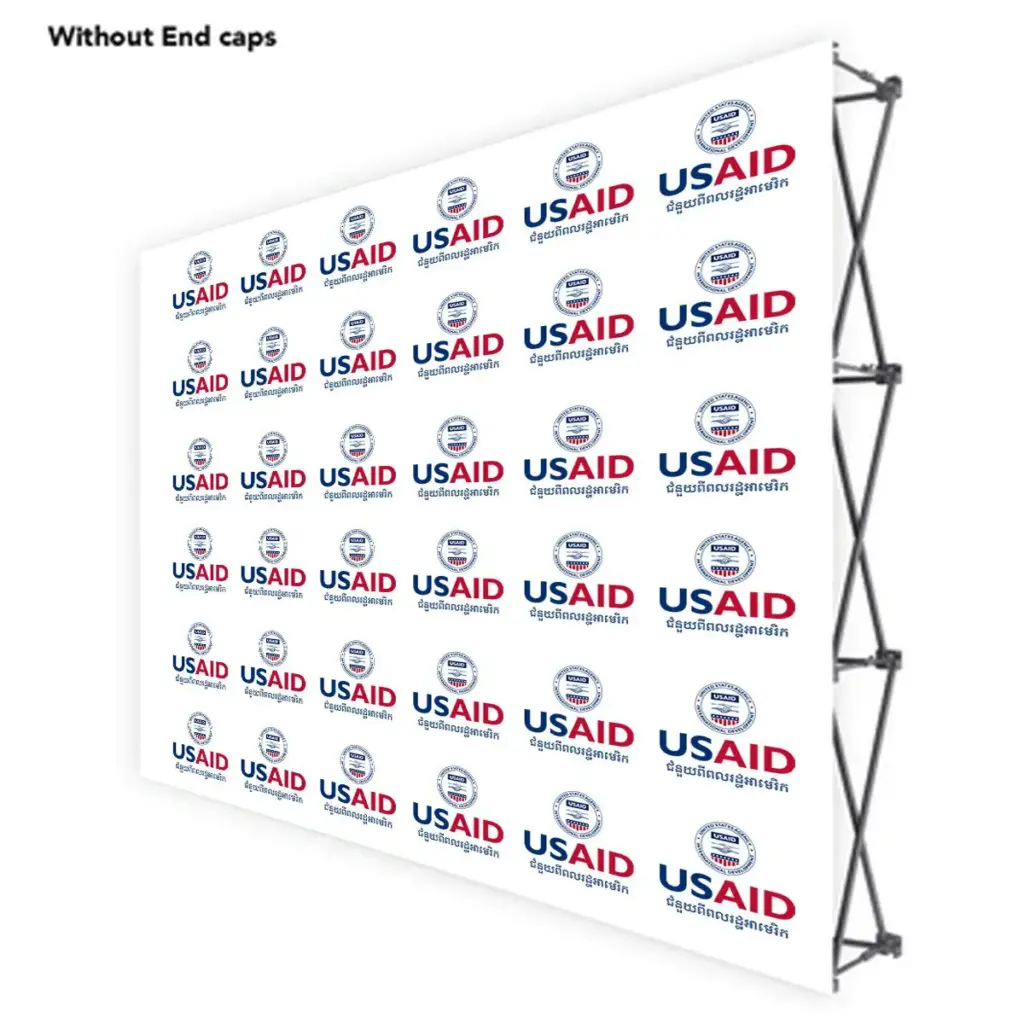 USAID Khmer ONE CHOICE 10 Ft. Fabric Pop Up Display - 89"H Straight Graphic Package