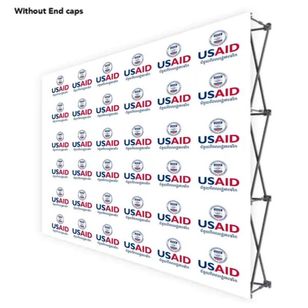 USAID Khmer ONE CHOICE 10 Ft. Fabric Pop Up Display - 89"H Straight Graphic Package