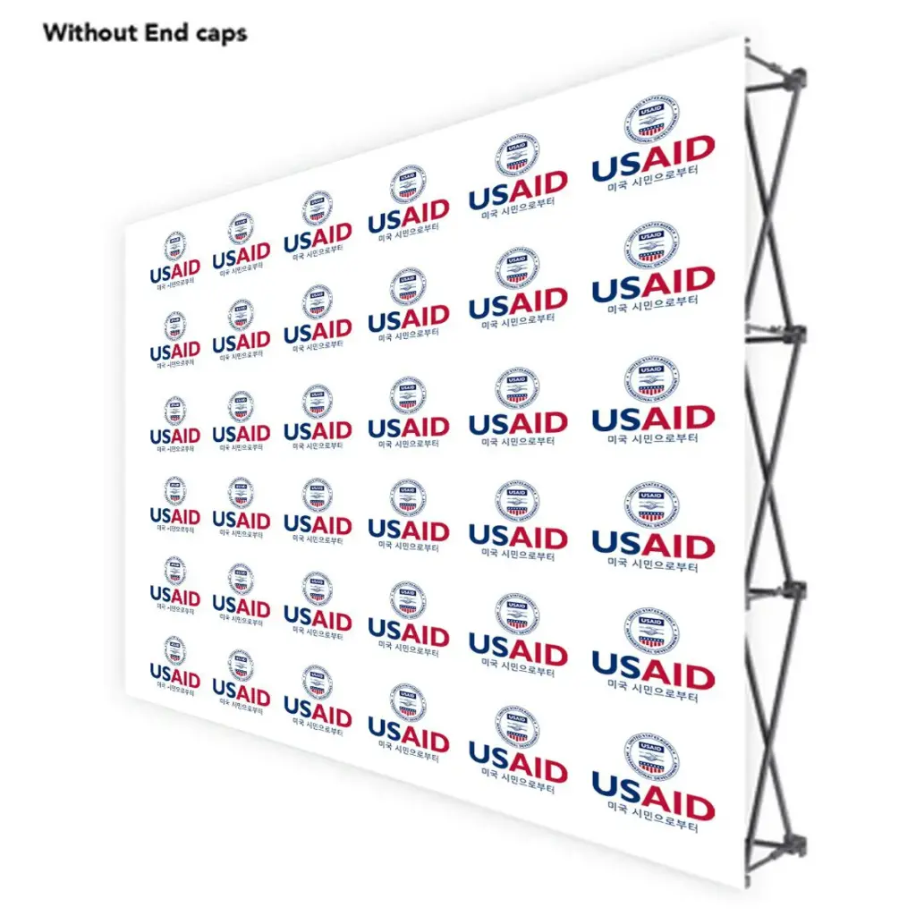 USAID Korean ONE CHOICE 10 Ft. Fabric Pop Up Display - 89"H Straight Graphic Package