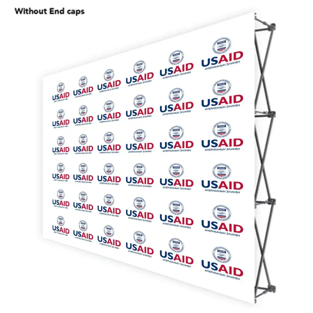 USAID Kyrgyz ONE CHOICE 10 Ft. Fabric Pop Up Display - 89"H Straight Graphic Package