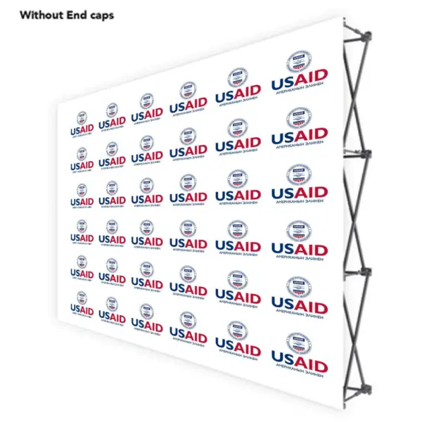 USAID Kyrgyz ONE CHOICE 10 Ft. Fabric Pop Up Display - 89"H Straight Graphic Package