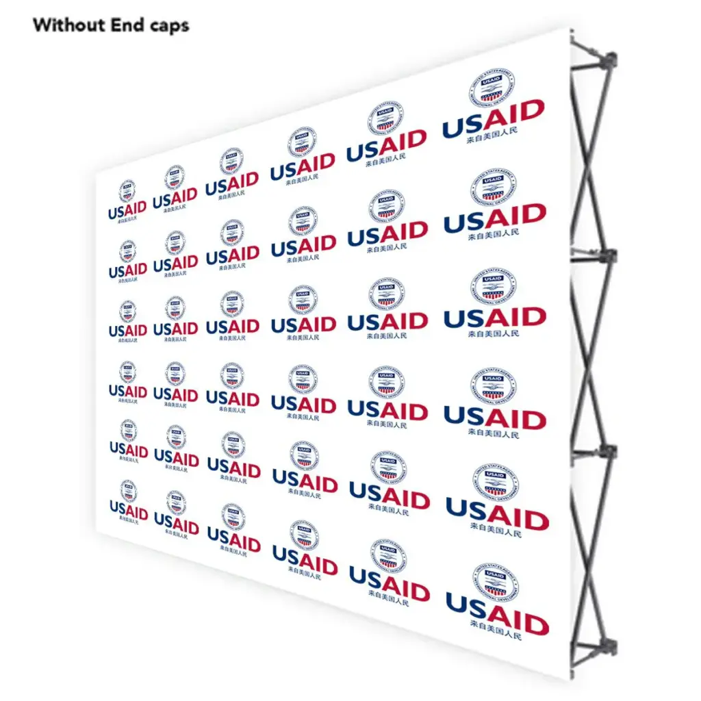 USAID Mandarin ONE CHOICE 10 Ft. Fabric Pop Up Display - 89"H Straight Graphic Package
