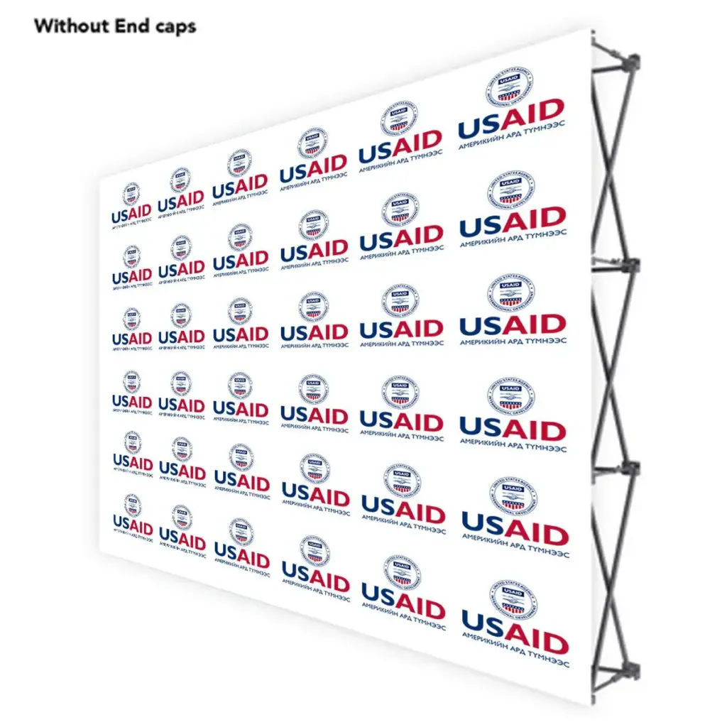 USAID Mongolian ONE CHOICE 10 Ft. Fabric Pop Up Display - 89"H Straight Graphic Package