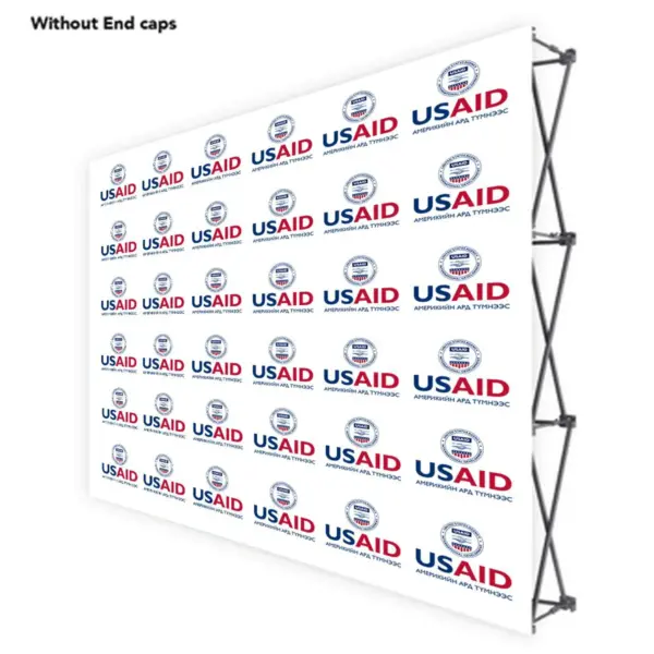 USAID Mongolian ONE CHOICE 10 Ft. Fabric Pop Up Display - 89"H Straight Graphic Package