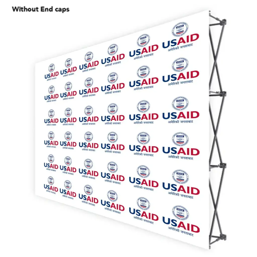 USAID Nepali ONE CHOICE 10 Ft. Fabric Pop Up Display - 89"H Straight Graphic Package