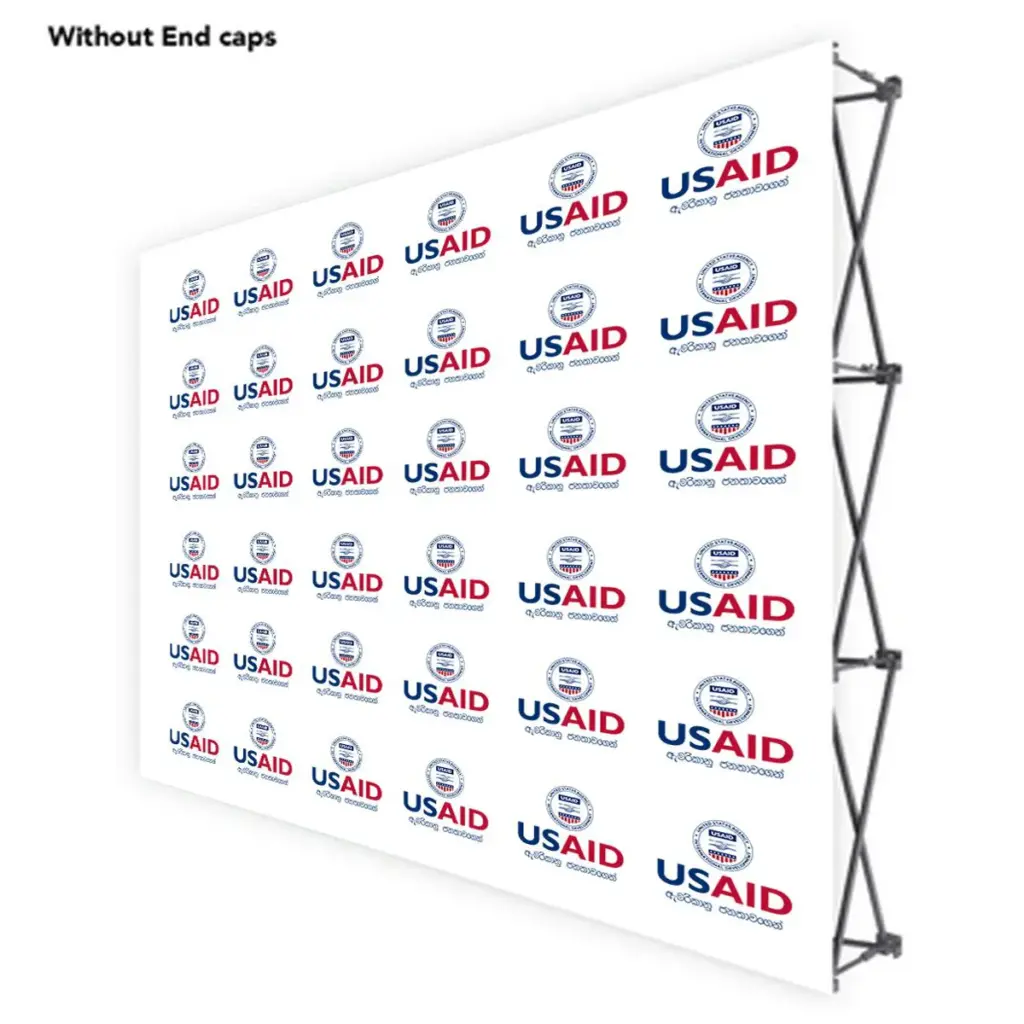 USAID Sinhala ONE CHOICE 10 Ft. Fabric Pop Up Display - 89"H Straight Graphic Package
