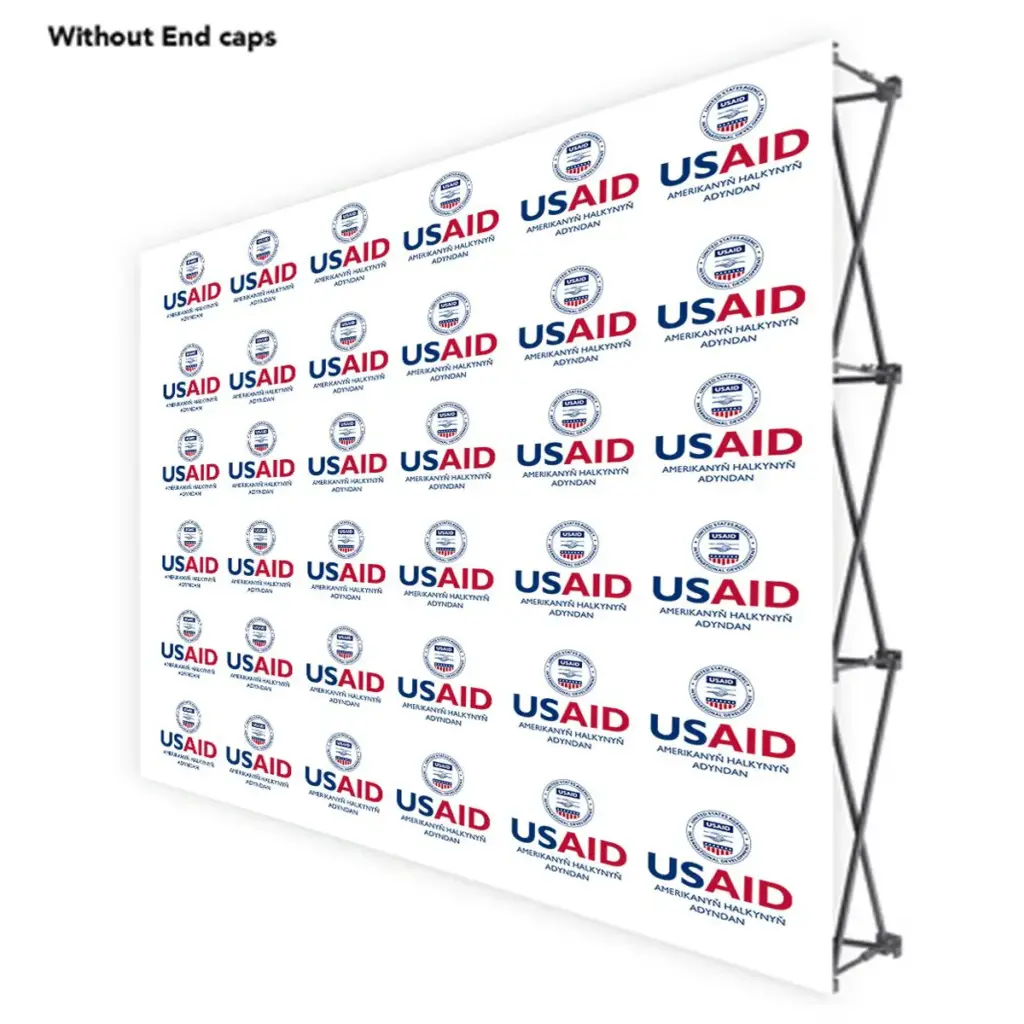 USAID Turkmen ONE CHOICE 10 Ft. Fabric Pop Up Display - 89"H Straight Graphic Package