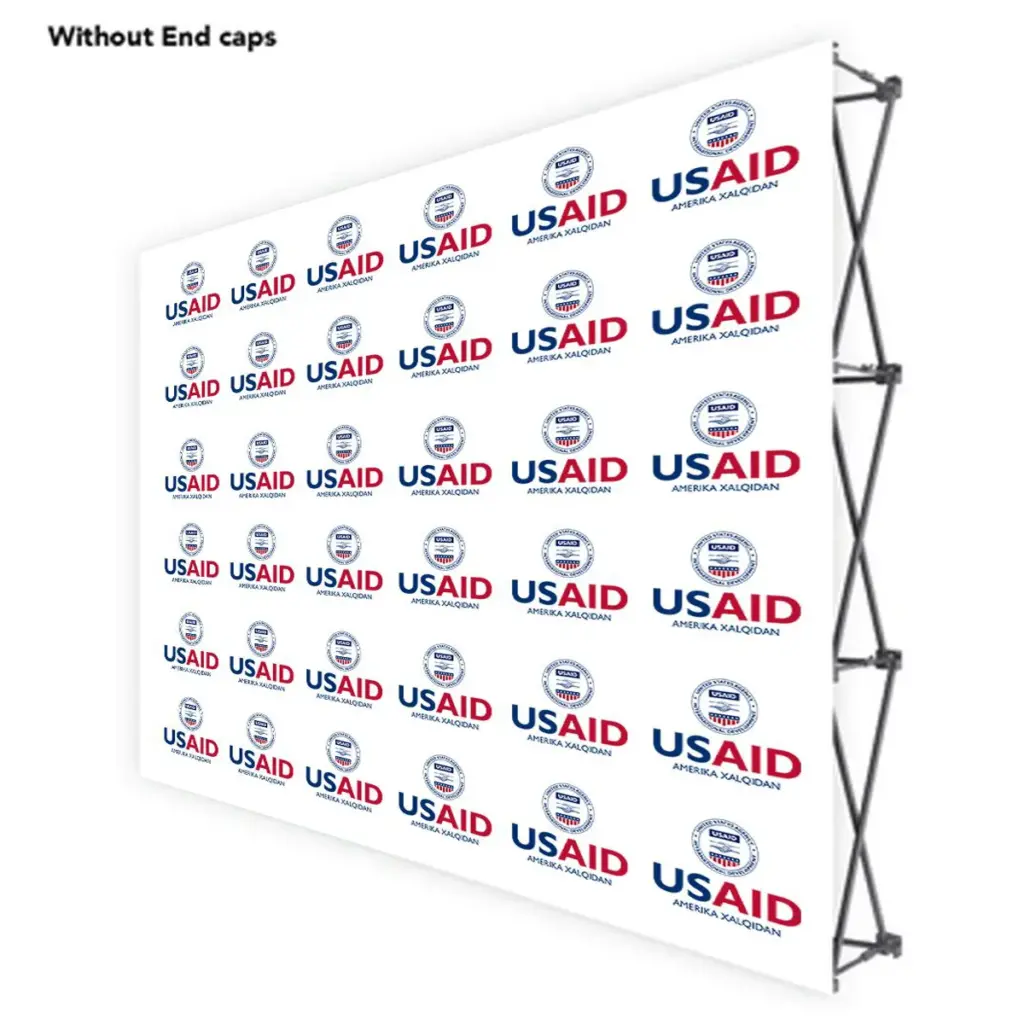 USAID Uzbek ONE CHOICE 10 Ft. Fabric Pop Up Display - 89"H Straight Graphic Package