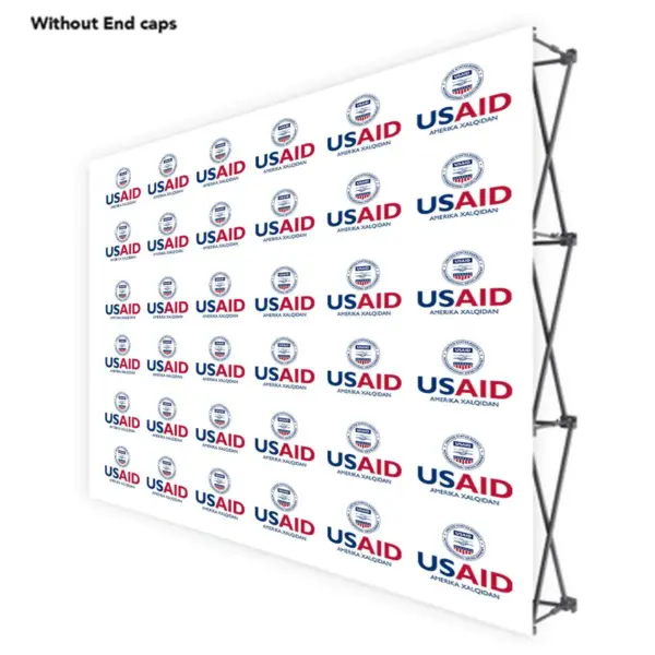 USAID Uzbek ONE CHOICE 10 Ft. Fabric Pop Up Display - 89"H Straight Graphic Package