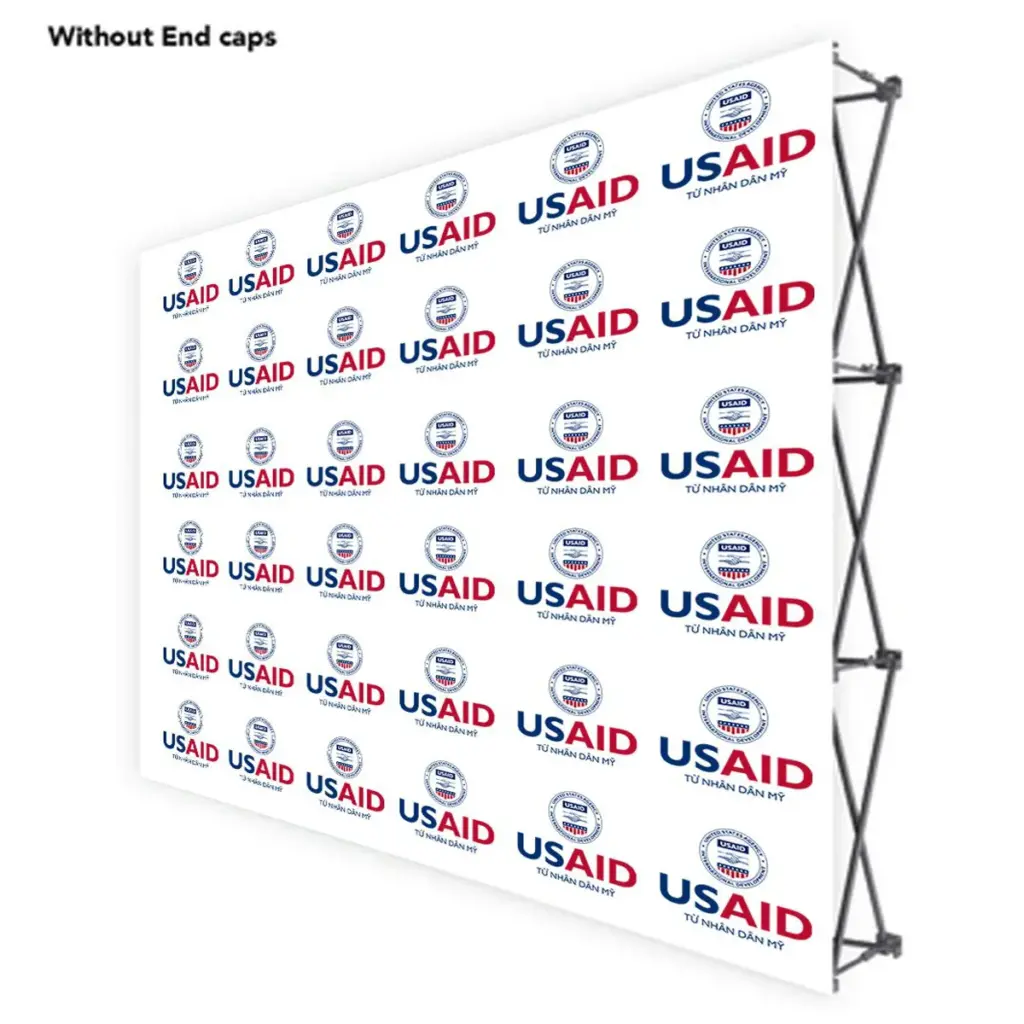 USAID Vietnamese ONE CHOICE 10 Ft. Fabric Pop Up Display - 89"H Straight Graphic Package
