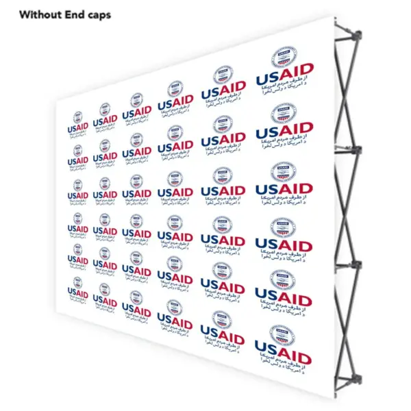 USAID Dari Pashto ONE CHOICE 10 Ft. Fabric Pop Up Display - 89"H Straight Graphic Package
