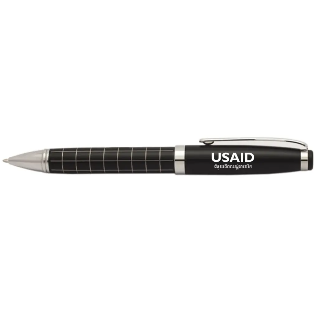 USAID Khmer - Onyx Grid Metal Pens