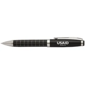 USAID Mandarin - Onyx Grid Metal Pens