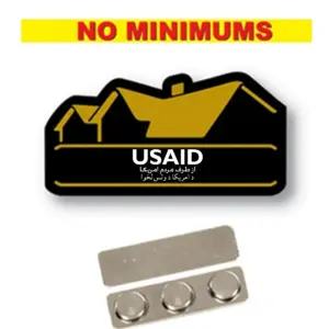 USAID Dari Pashto - Name Badge Custom Shape BLACK Plastic