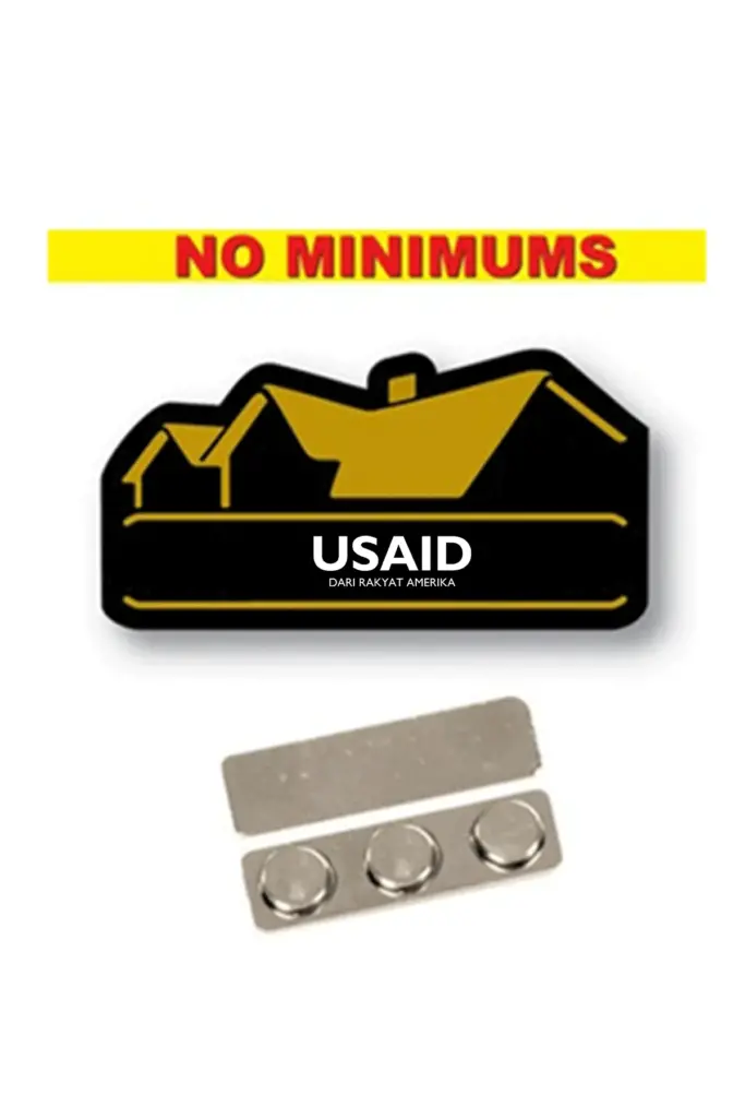 USAID Bahasa Indonesia - Name Badge Custom Shape BLACK Plastic