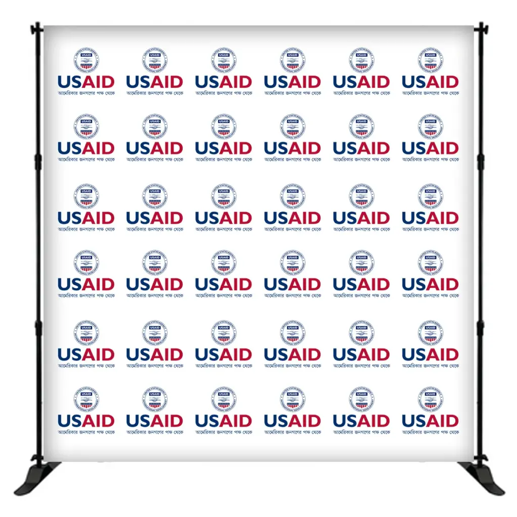 USAID Bangla 8 ft. Slider Banner Stand - 8'h Fabric Graphic Package