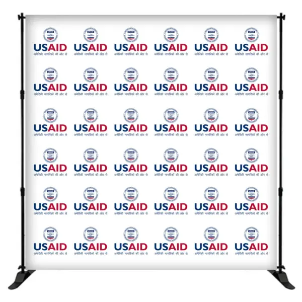 USAID Hindi 8 ft. Slider Banner Stand - 8'h Fabric Graphic Package
