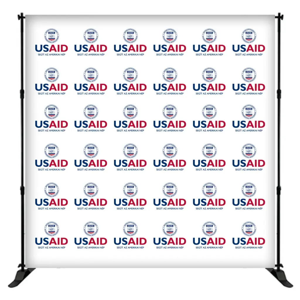 USAID Hun 8 ft. Slider Banner Stand - 8'h Fabric Graphic Package