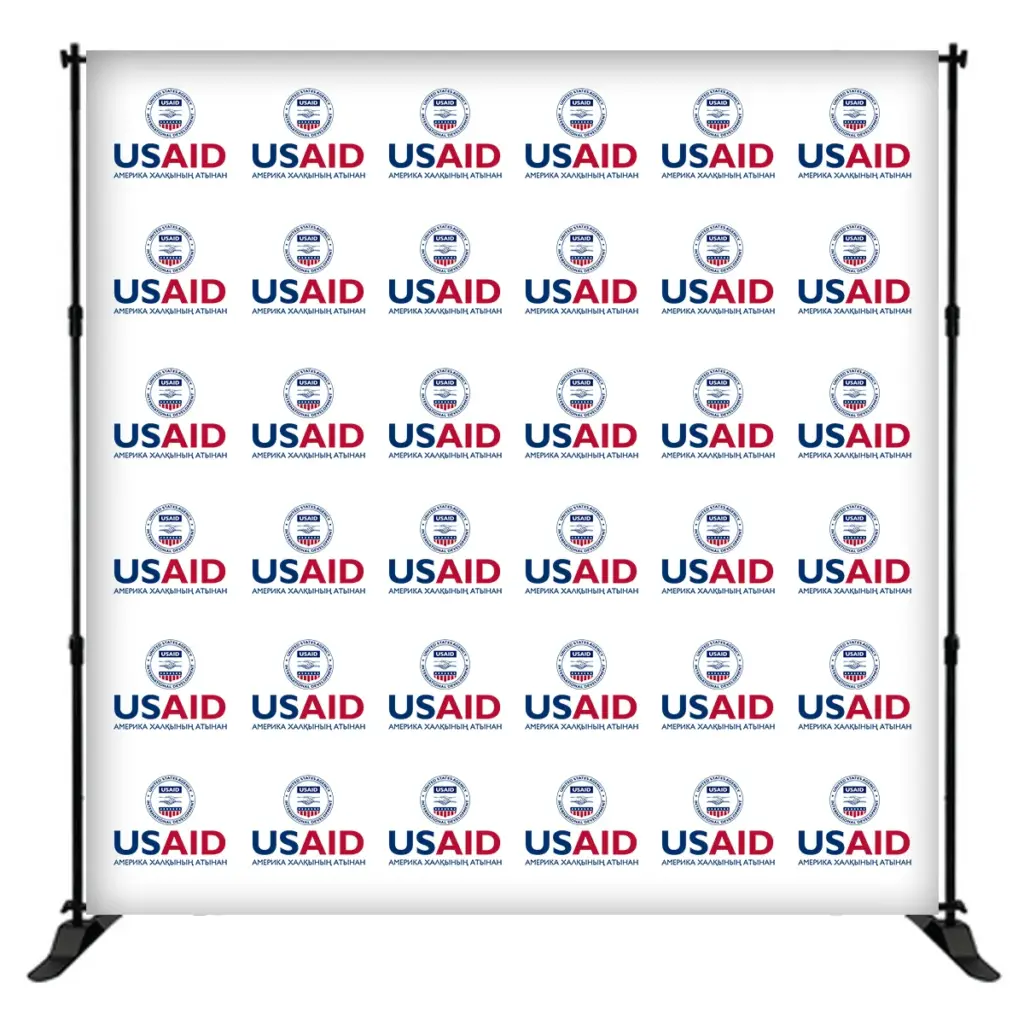 USAID Kazakh 8 ft. Slider Banner Stand - 8'h Fabric Graphic Package