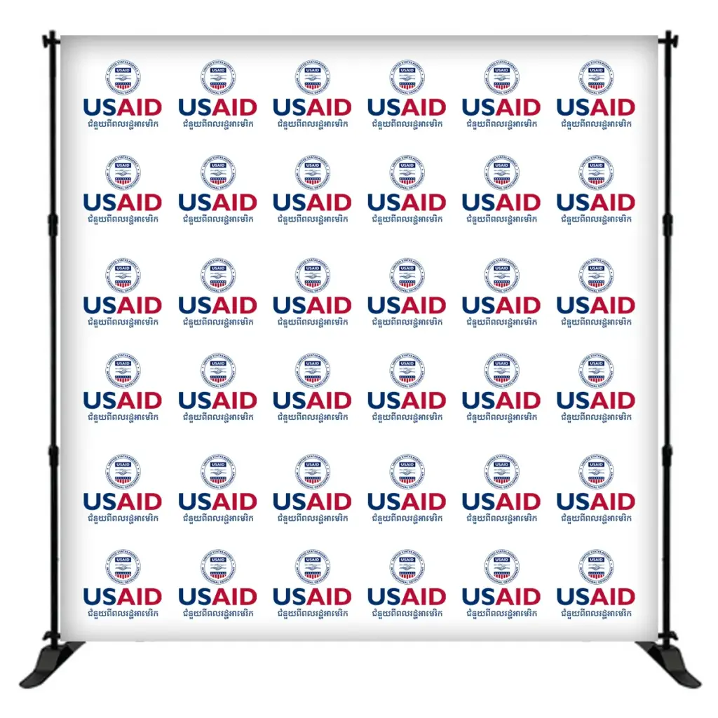 USAID Khmer 8 ft. Slider Banner Stand - 8'h Fabric Graphic Package