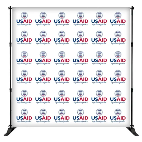 USAID Khmer 8 ft. Slider Banner Stand - 8'h Fabric Graphic Package