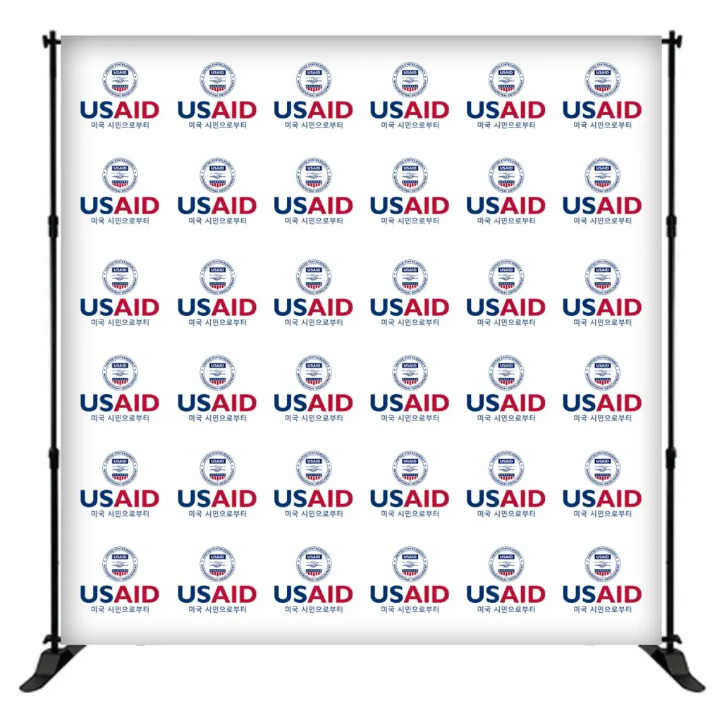 USAID Korean 8 ft. Slider Banner Stand - 8'h Fabric Graphic Package