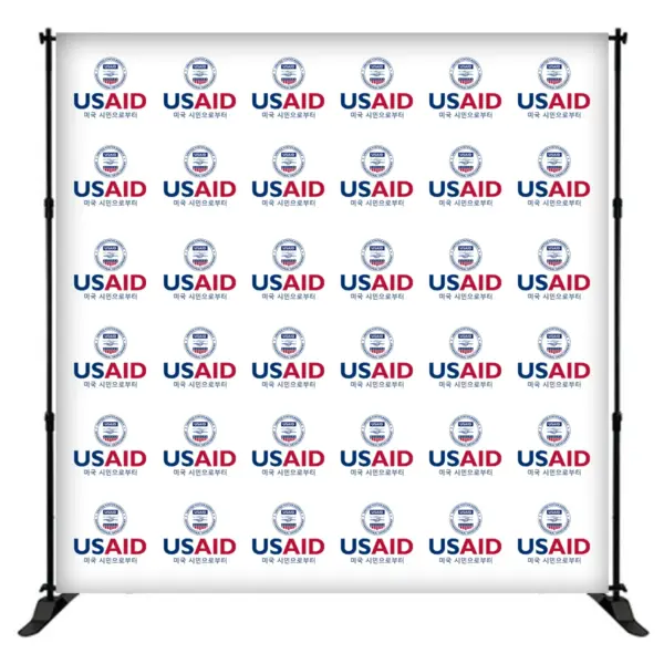 USAID Korean 8 ft. Slider Banner Stand - 8'h Fabric Graphic Package