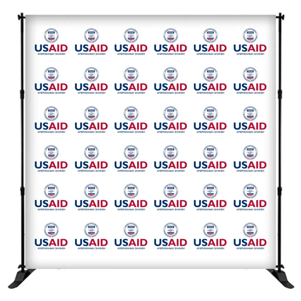 USAID Kyrgyz 8 ft. Slider Banner Stand - 8'h Fabric Graphic Package