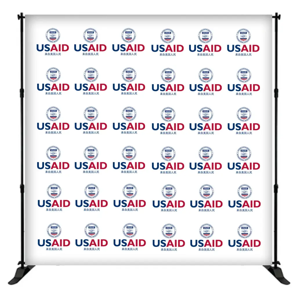 USAID Mandarin 8 ft. Slider Banner Stand - 8'h Fabric Graphic Package