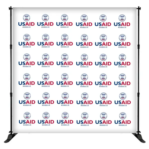 USAID Mandarin 8 ft. Slider Banner Stand - 8'h Fabric Graphic Package